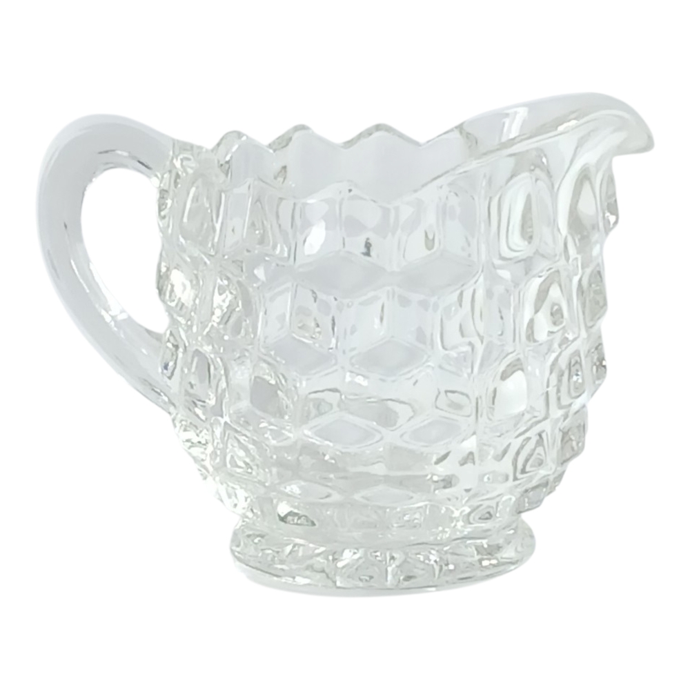 Clear Pressed Glass Creamer Pitcher - Elegant Textured Serveware Fostoria